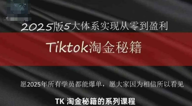 TikTok跨境2025淘金秘籍，​2025TikTok从0到盈利变现-极光网创