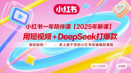 小红书一年陪伴课【2025年新课】，用短视频+deepSeek打爆款，史上最干货的小红书店铺爆款课程-极光网创