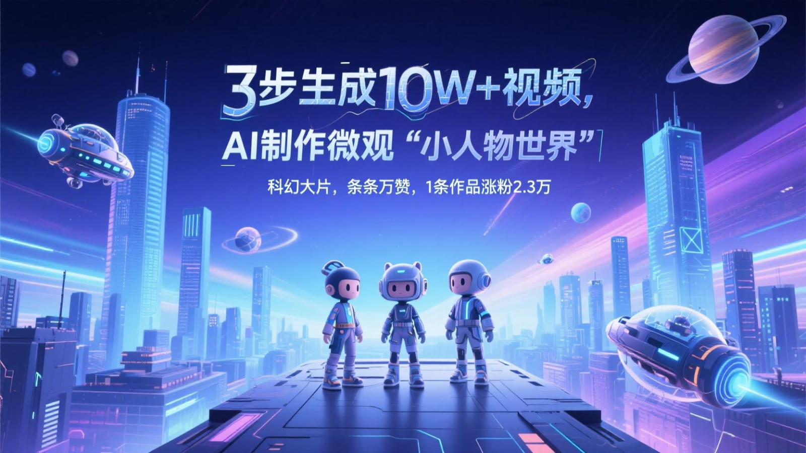 三步生成10W+视频，AI制作微观“小人物世界”科幻大片，条条万赞，1条作品涨粉2.3万-极光网创