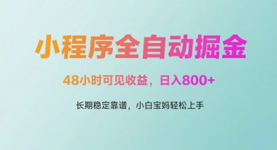 微信小程序全自动掘金，48小时可见收益，日入多张，长期稳定靠谱，小白宝妈轻松上手【揭秘】-极光网创
