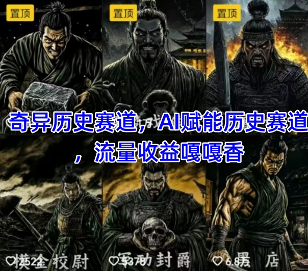 抖音奇异历史赛道,AI赋能历史赛道,流量收益嘎嘎香,狂撸伙伴计划-极光网创