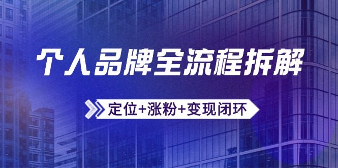 个人品牌全流程拆解:定位+涨粉+变现闭环,微信生态运营与资源整合-极光网创