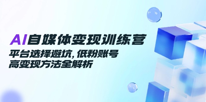 AI自媒体变现训练营，平台选择避坑，低粉账号高变现方法全解析-极光网创