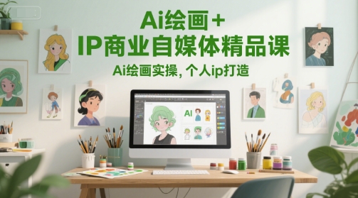 Ai绘画+IP商业自媒体精品课，Ai绘画实操，个人ip打造-极光网创