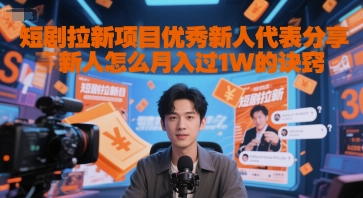 短剧拉新项目优秀新人代表分享新人怎么月入过1W的诀窍-极光网创