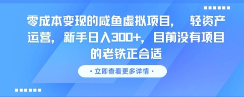 零成本变现的咸鱼虚拟项目, 轻资产运营,新手日入3张+,目前没有项目的老铁正合适-极光网创