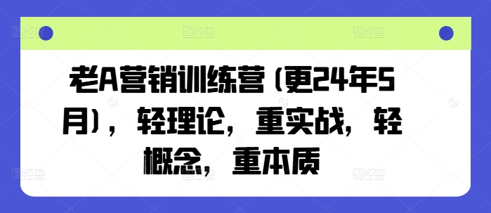 老A营销训练营(更25年6月)，轻理论，重实战，轻概念，重本质-极光网创