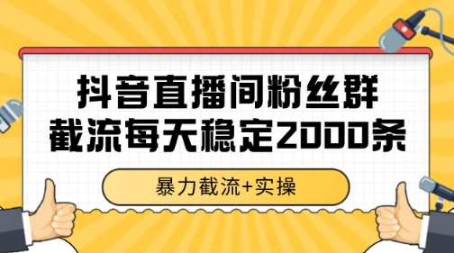 抖音直播间粉丝群暴力截流，一台电脑每天稳定2000条数据【揭秘】-极光网创