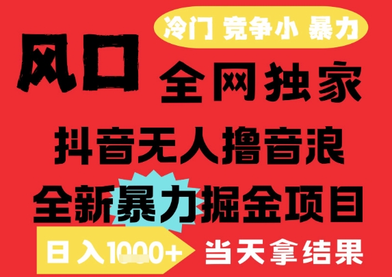 25年6月高爆抖音无人直播最新撸音浪掘金项目，解放双手小白可做，无脑日入1k+，门槛低【揭秘】-极光网创