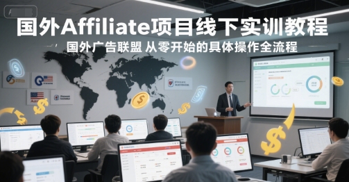 国外Affiliate项目线下实训教程,国外广告联盟从零开始的具体操作全流程-极光网创