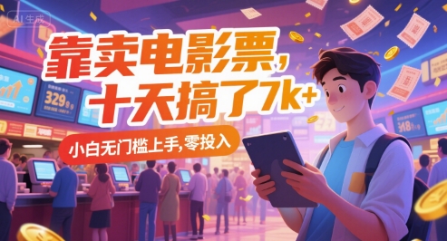靠卖电影票，十天搞了7k+，小白无门槛上手，零投入【揭秘】-极光网创