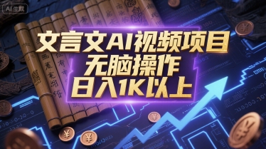 文言文AI视频项目，无脑操作，日入1K以上-极光网创