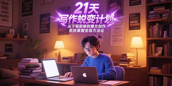 21天写作蜕变计划，从下笔困难到爆文创作，系统掌握变现方法论-极光网创