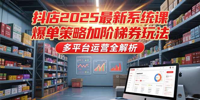 抖店2025最新系统课,爆单策略加阶梯券玩法,多平台运营全解析-极光网创
