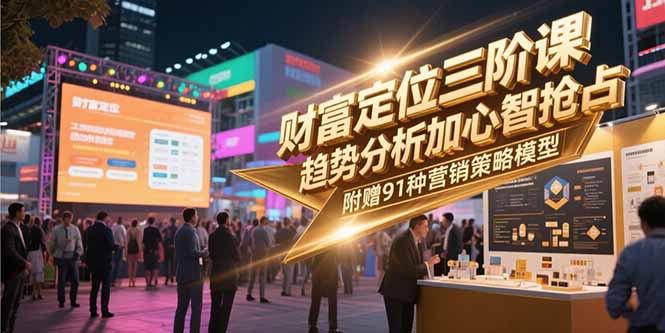 财富定位三阶课，趋势分析加心智抢占，附赠91种营销策略模型-极光网创