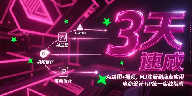 3天速成AI绘图+视频,MJ注册到商业应用,电商设计+IP统一实战指南-极光网创