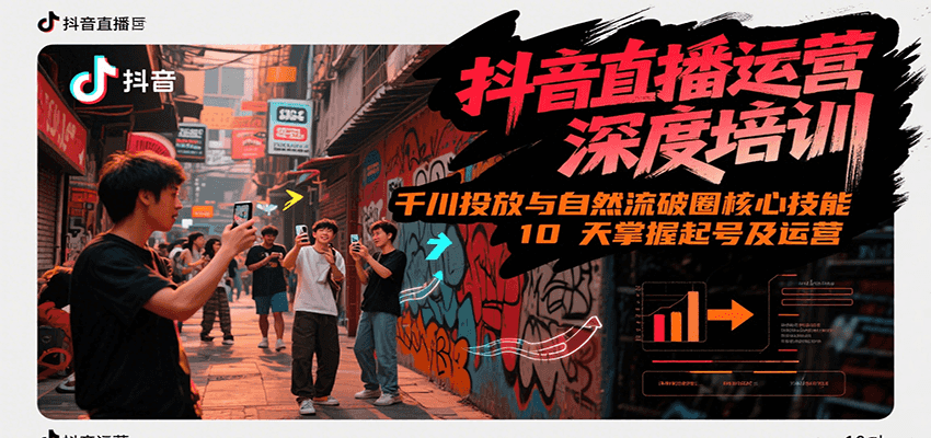 抖音直播运营深度培训,千川投放与自然流核心技能,10天掌握起号及运营(6-7月新课)-极光网创