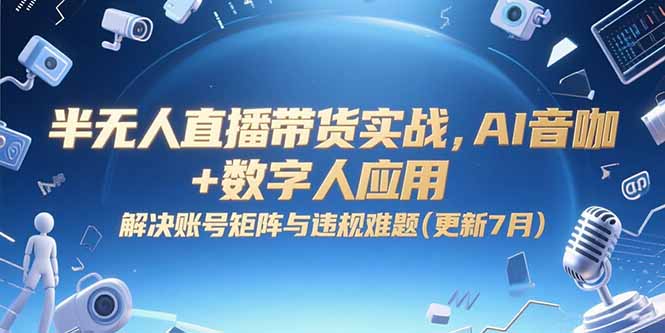 半无人直播带货实战，AI音咖+数字人应用 解决账号矩阵与违规难题(更新7月-极光网创