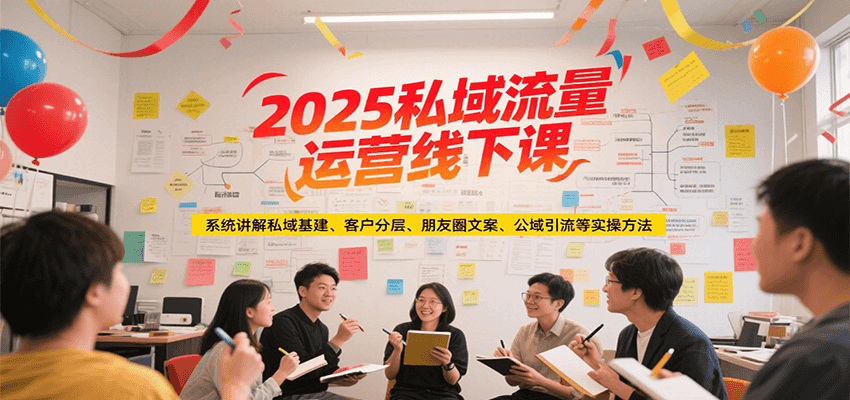2025私域流量运营线下课，系统讲解私域基建/客户分层/朋友圈文案/公域引流等实操方法-极光网创
