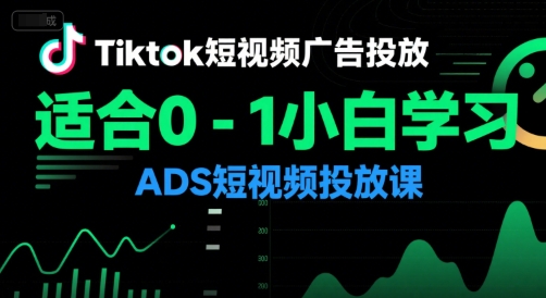 Tiktok短视频广告投放,适合0-1小白学习ADS短视频投放课-极光网创