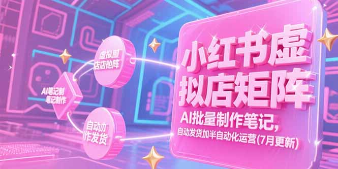 小红书虚拟店矩阵，AI批量制作笔记，自动发货加半自动化运营(7月更新-极光网创