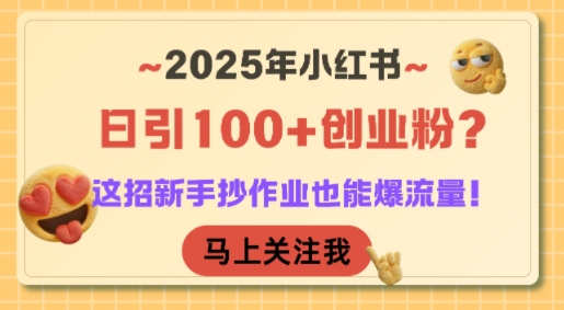 2025年小红书日引100+创业粉？这招新手抄作业也能爆流量！-极光网创