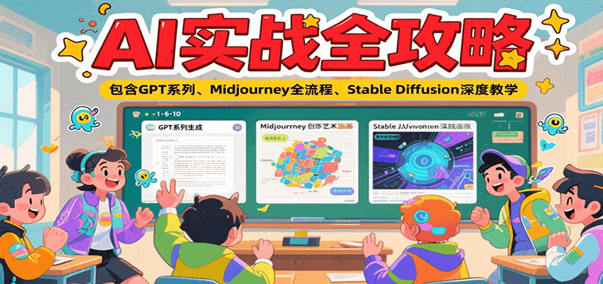 AI实战全攻略,包含GPT系列、Midjourney全流程、Stable Diffusion深度教学-极光网创