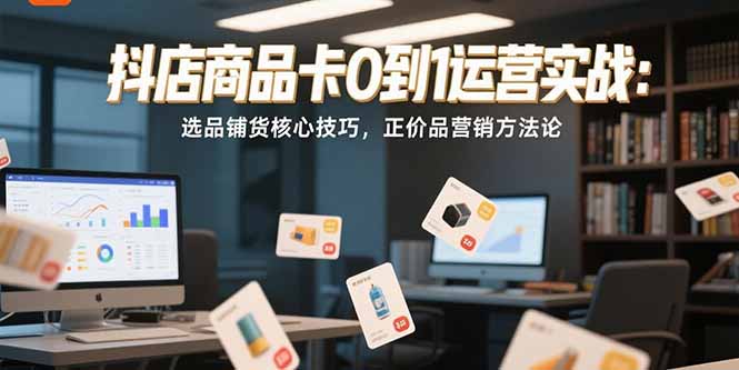 抖店商品卡0到1运营实战：选品铺货核心技巧，正价品营销方法论-极光网创