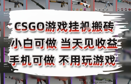 CSGO游戏挂G搬砖，小白纯手机即可操作，不用电脑打游戏，日入3张+，副业网创项目【揭秘】-极光网创