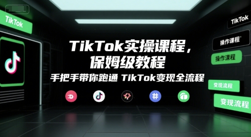 TikTok实操课程，保姆级教程，手把手带你跑通TikTok变现全流程-极光网创