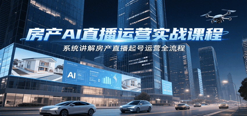 房产AI直播运营实战课程，系统讲解房产直播起号运营全流程-极光网创