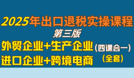 崔sir·出口退税实操-外贸企业+生产企业+跨境电商+进口企业(四课合一)-极光网创