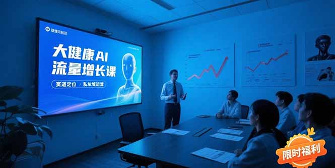 大健康AI流量增长课8.0,赛道定位方法论,AI数字人内容生产,私域转化运营-极光网创