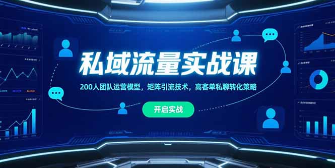 私域流量实战课，200人团队运营模型，矩阵引流技术，高客单私聊转化策略-极光网创