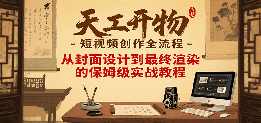 天工开物短视频创作全流程，从封面设计到最终渲染的保姆级实战教程-极光网创