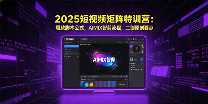 2025短视频矩阵特训营：爆款脚本公式，AIMIX智剪流程，二创原创要点-极光网创