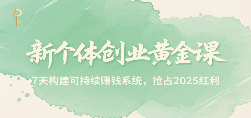 新个体创业黄金课，7天构建可持续赚钱系统，抢占2025红利-极光网创