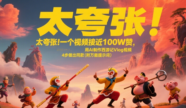 太夸张！一个视频接近100W赞，用AI制作西游记Vlog视频，全流程拆解来了(附万能提示词)-极光网创