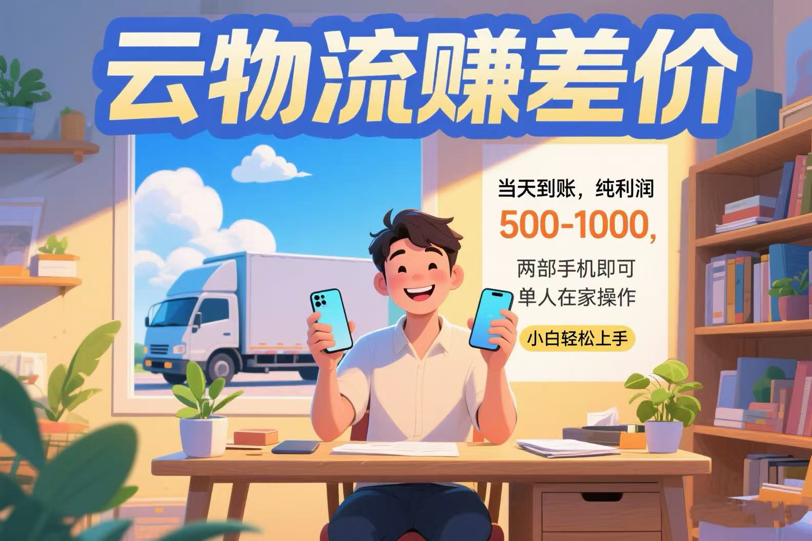 云物流赚差价 当天到账纯利润500-1000 两部手机即可 可单人在家操作 小…-极光网创
