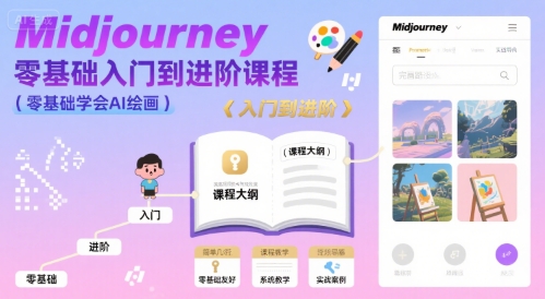midjourney零基础入门到进阶课程，零基础学会AI绘画-极光网创