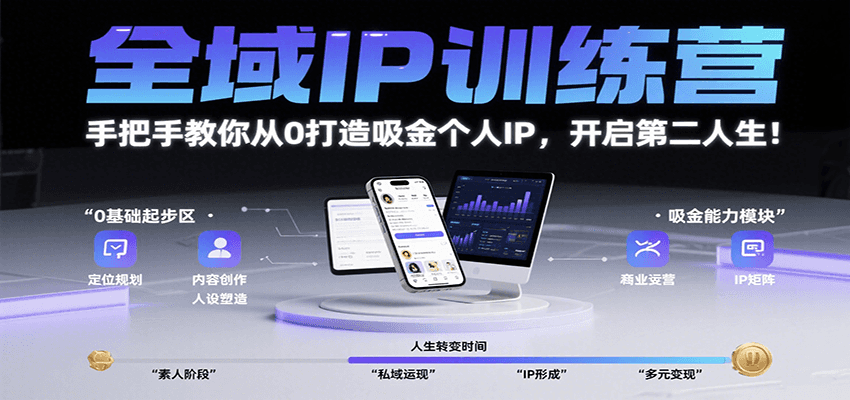 全域IP训练营，手把手教你从0打造吸金个人IP，开启第二人生！-极光网创