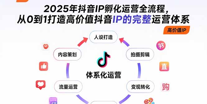 2025年抖音IP孵化运营全流程，从0到1打造高价值抖音IP的完整运营体系-极光网创