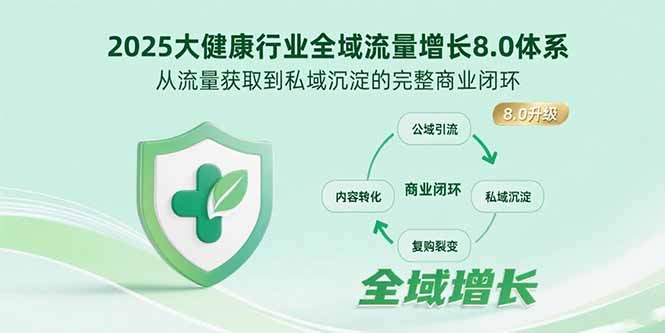 2025大健康行业全域流量增长8.0体系，从流量获取到私域沉淀的完整商业闭环-极光网创