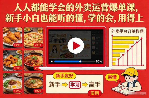 人人都能学会的外卖运营爆单课，新手小白也能听的懂，学的会，用得上-极光网创