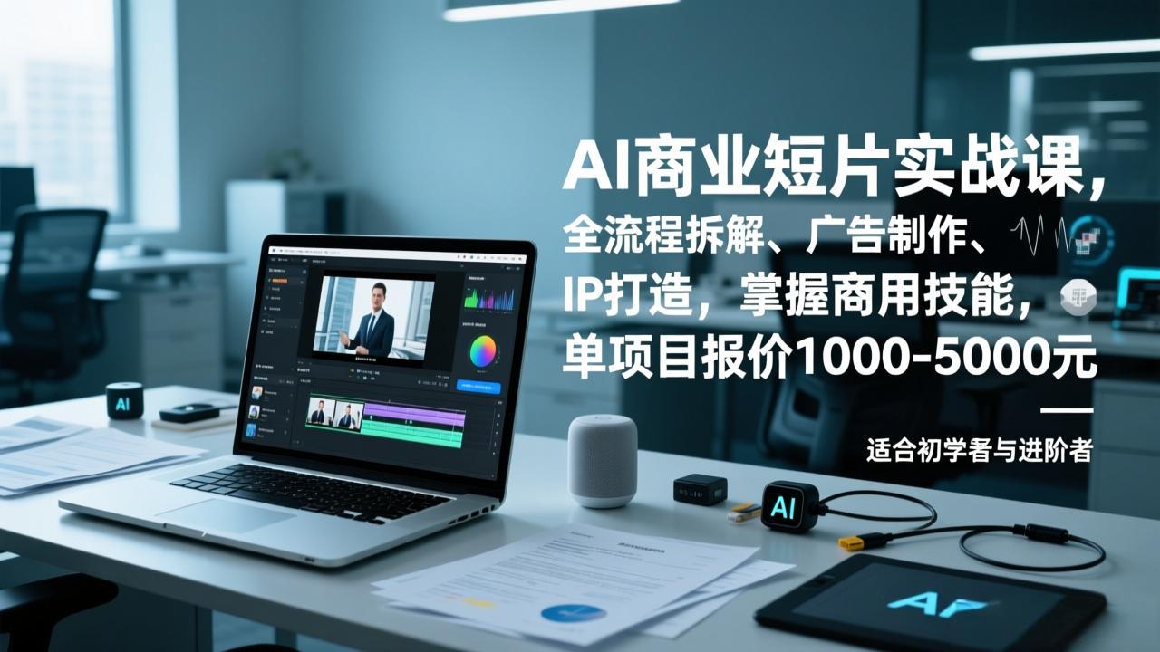 AI商业短片实战课，全流程拆解、广告制作、IP打造，掌握商用技能，单项目报价1000-5000元-极光网创
