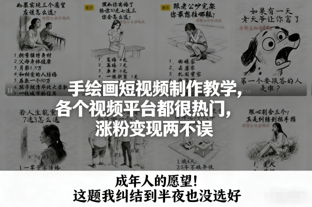 手绘画短视频制作教学,各个视频平台都很热门,涨粉变现两不误-极光网创