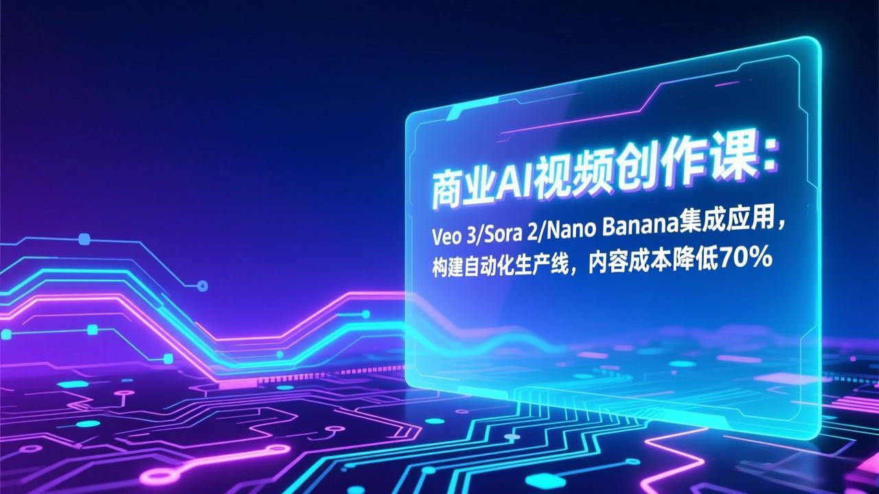 商业AI视频创作课：Veo 3/Sora 2/Nano Banana集成应用，构建自动化生产线，内容成本降低70%-极光网创