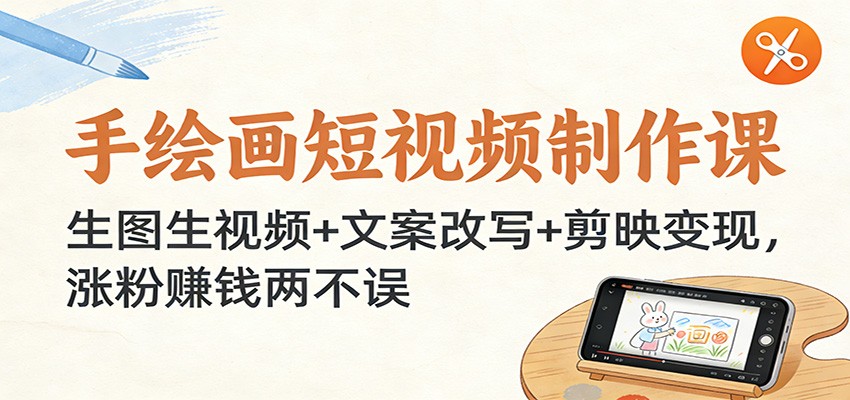 手绘画短视频制作课:生图生视频+文案改写+剪映变现,涨粉赚钱两不误-极光网创