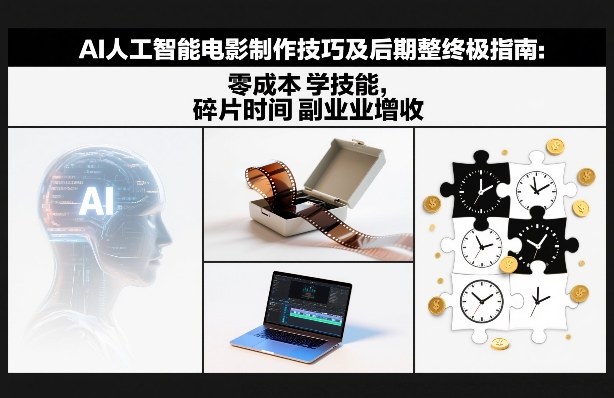 AI人工智能电影制作技巧及后期完整终极指南：零成本学技能，碎片时间副业增收-极光网创