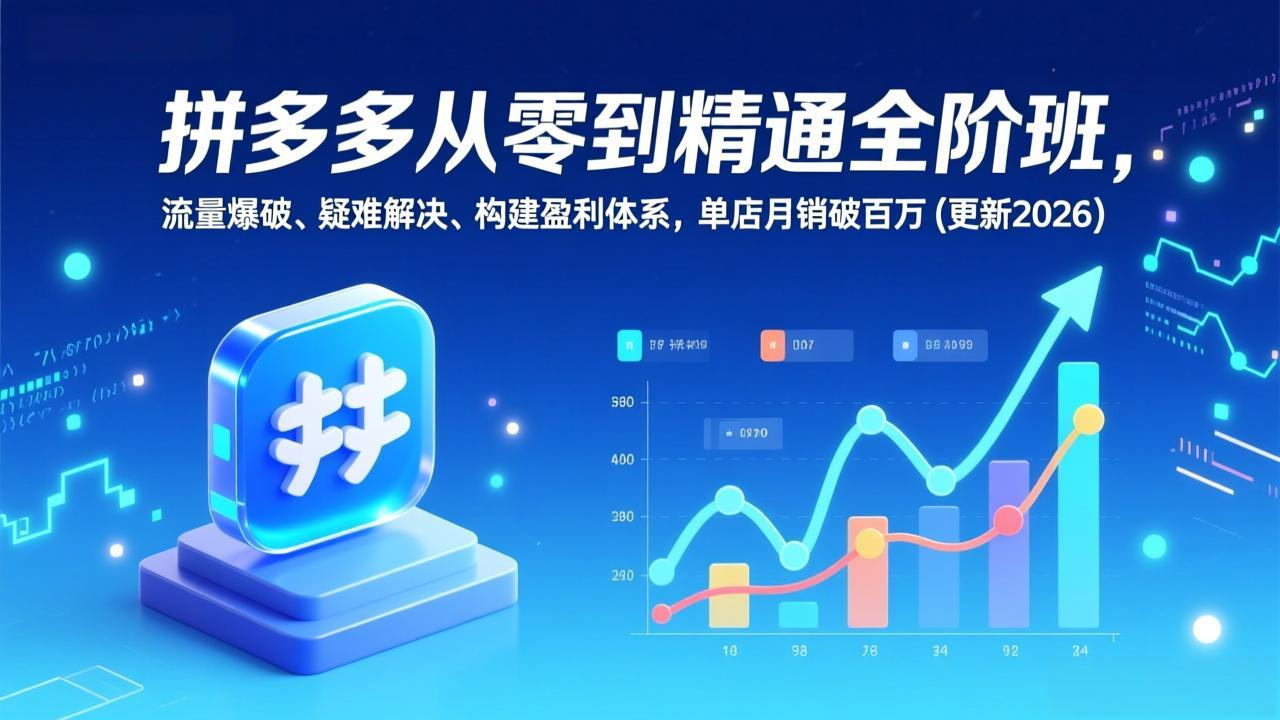 拼多多从零到精通全阶班，流量爆破、疑难解决，构建盈利体系，单店月销破百万(更新2026-极光网创